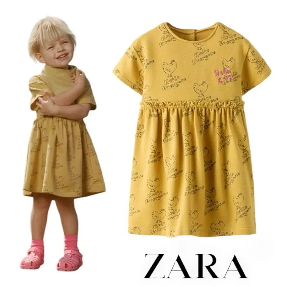 ZARA Kids | Mustard | HEN PRINT DRESS